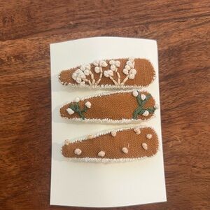 Floral Embroidered Hair Clips